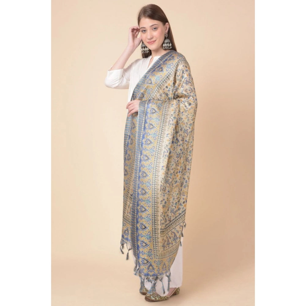 Women's Art Silk Printed Dupatta (Grey, Length: 2.25 to 2.50 Mtr)