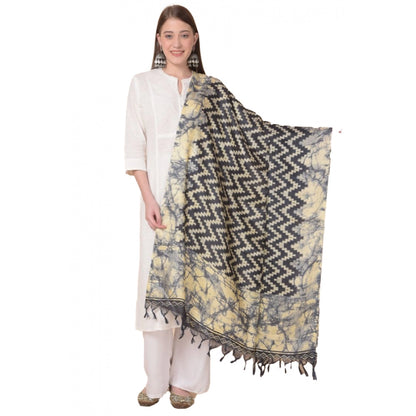 Generic Women's Art Silk Printed Dupatta (Black, Length: 2.25 to 2.50 Mtr)