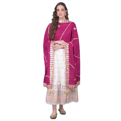 Women's Velvet Gotta Patti Dupatta (Purple, Length: 2.25 to 2.50 Mtr)