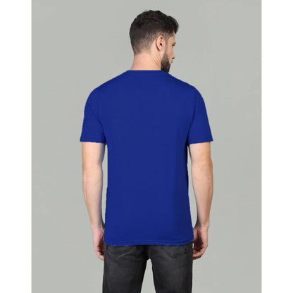 Men's Casual Half Sleeve Solid Cotton Blended Round Neck T-shirt (Royal)