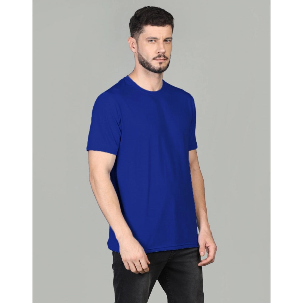 Men's Casual Half Sleeve Solid Cotton Blended Round Neck T-shirt (Royal)