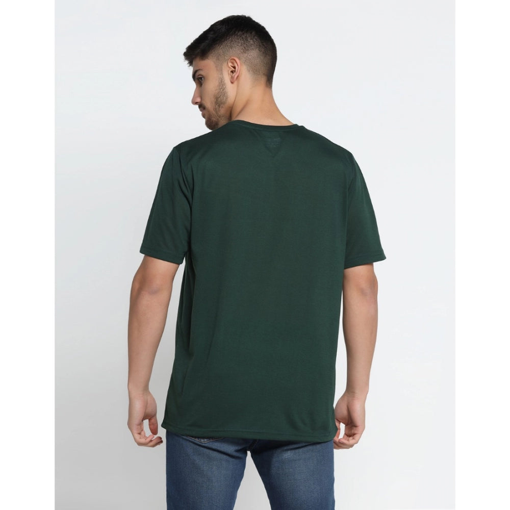 Men's Casual Half Sleeve Printed Cotton Blended Round Neck T-shirt (B.Green)