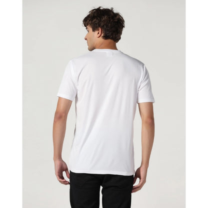 Men's Casual Half Sleeve Solid Polyester Round Neck T-shirt (White)