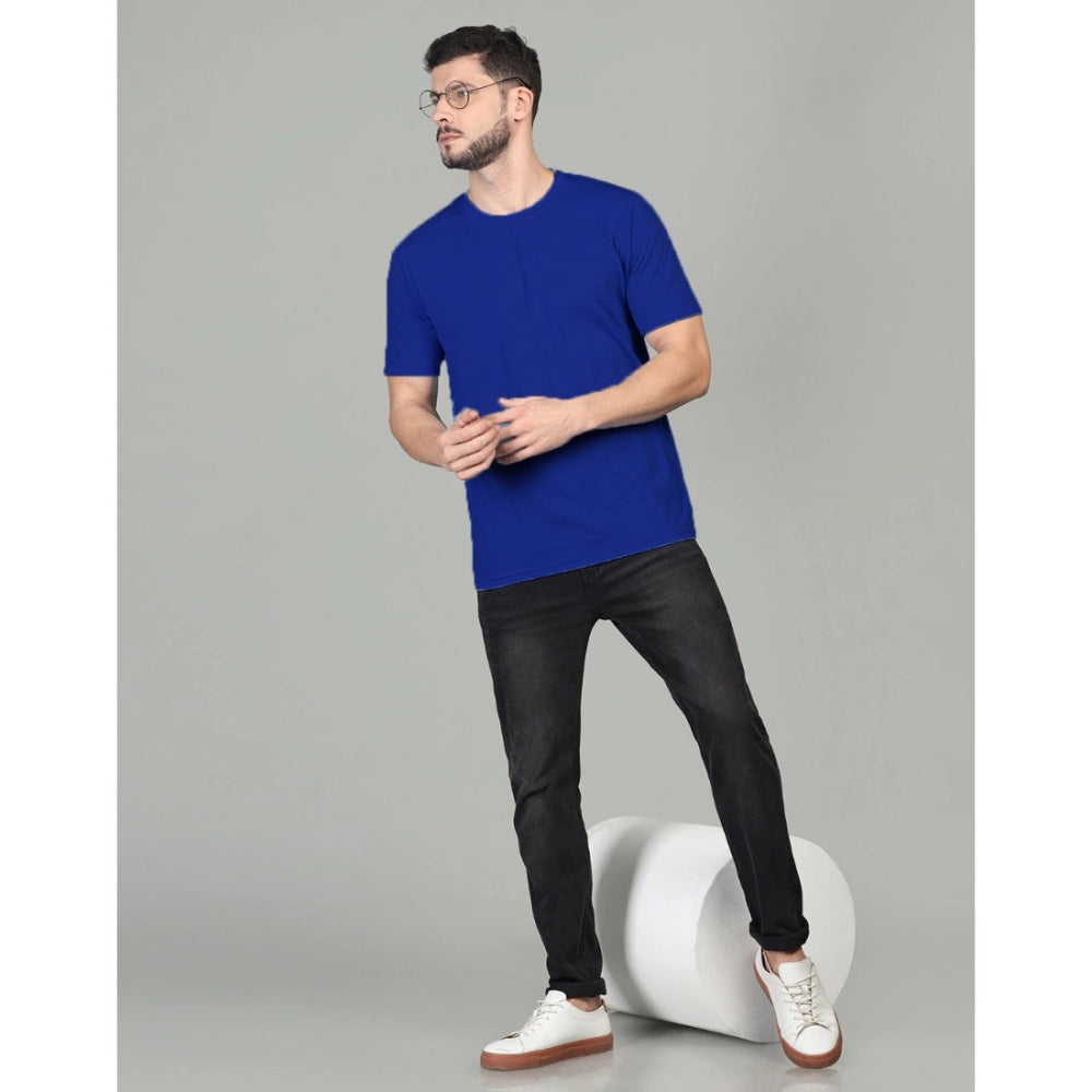 Men's Casual Half Sleeve Solid Cotton Blended Round Neck T-shirt (Royal)