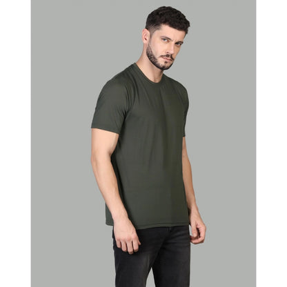 Men's Casual Half Sleeve Solid Cotton Blended Round Neck T-shirt (D.Grey)