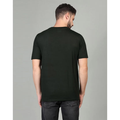 Men's Casual Half Sleeve Solid Cotton Blended Round Neck T-shirt (Green)