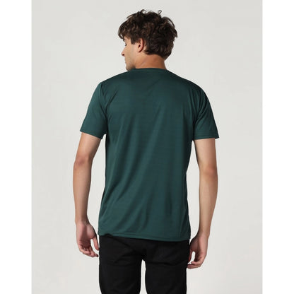 Men's Casual Half Sleeve Solid Polyester Round Neck T-shirt (Green)