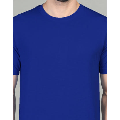 Men's Casual Half Sleeve Solid Cotton Blended Round Neck T-shirt (Royal)