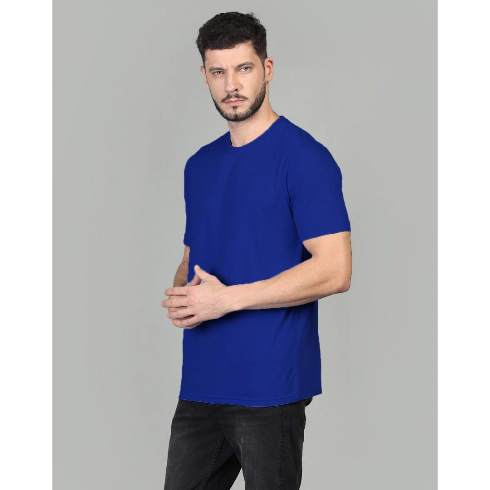 Men's Casual Half Sleeve Solid Cotton Blended Round Neck T-shirt (Royal)