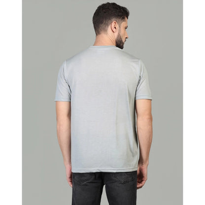 Men's Casual Half Sleeve Solid Cotton Blended Round Neck T-shirt (Grey)