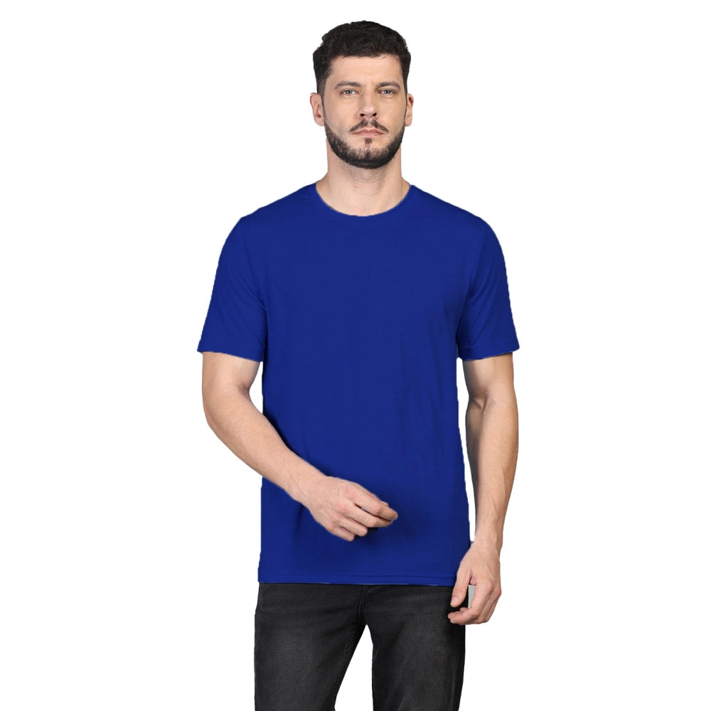 Men's Casual Half Sleeve Solid Cotton Blended Round Neck T-shirt (Royal)