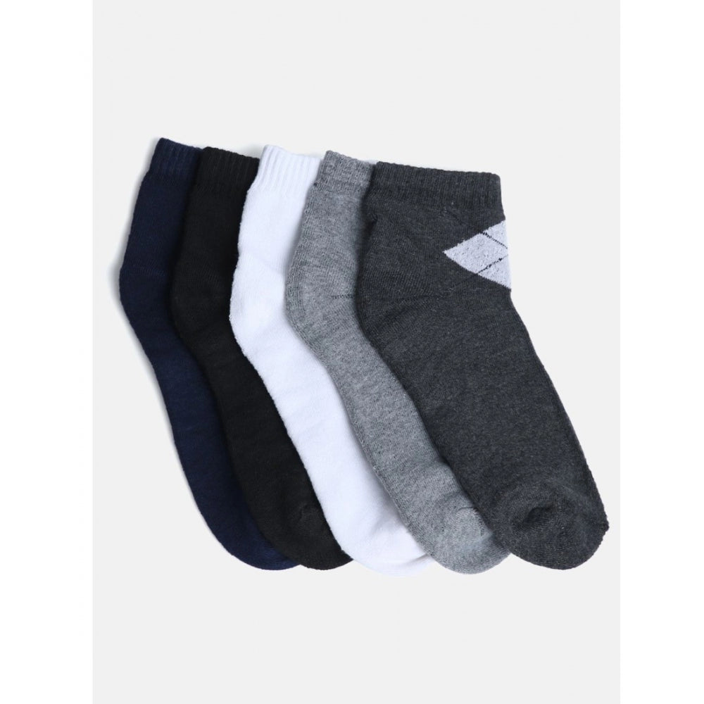 5 Pairs Men's Casual Cotton Blended Solid Mid-Calf length Socks (Assorted)