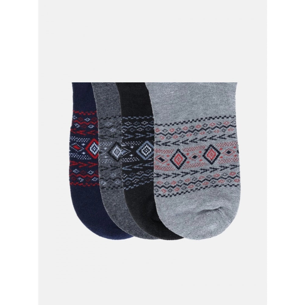 4 Pairs Men's Casual Cotton Blended Printed Mid-Calf length Socks (Assorted)