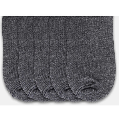 5 Pairs Unisex Casual Cotton Blended Solid Ankle length Socks (Dark Grey)