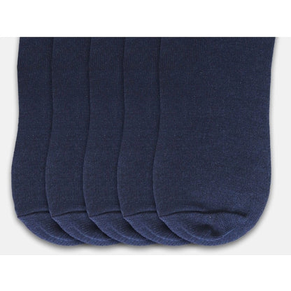 5 Pairs Unisex Casual Cotton Blended Solid Ankle length Socks (Navy)