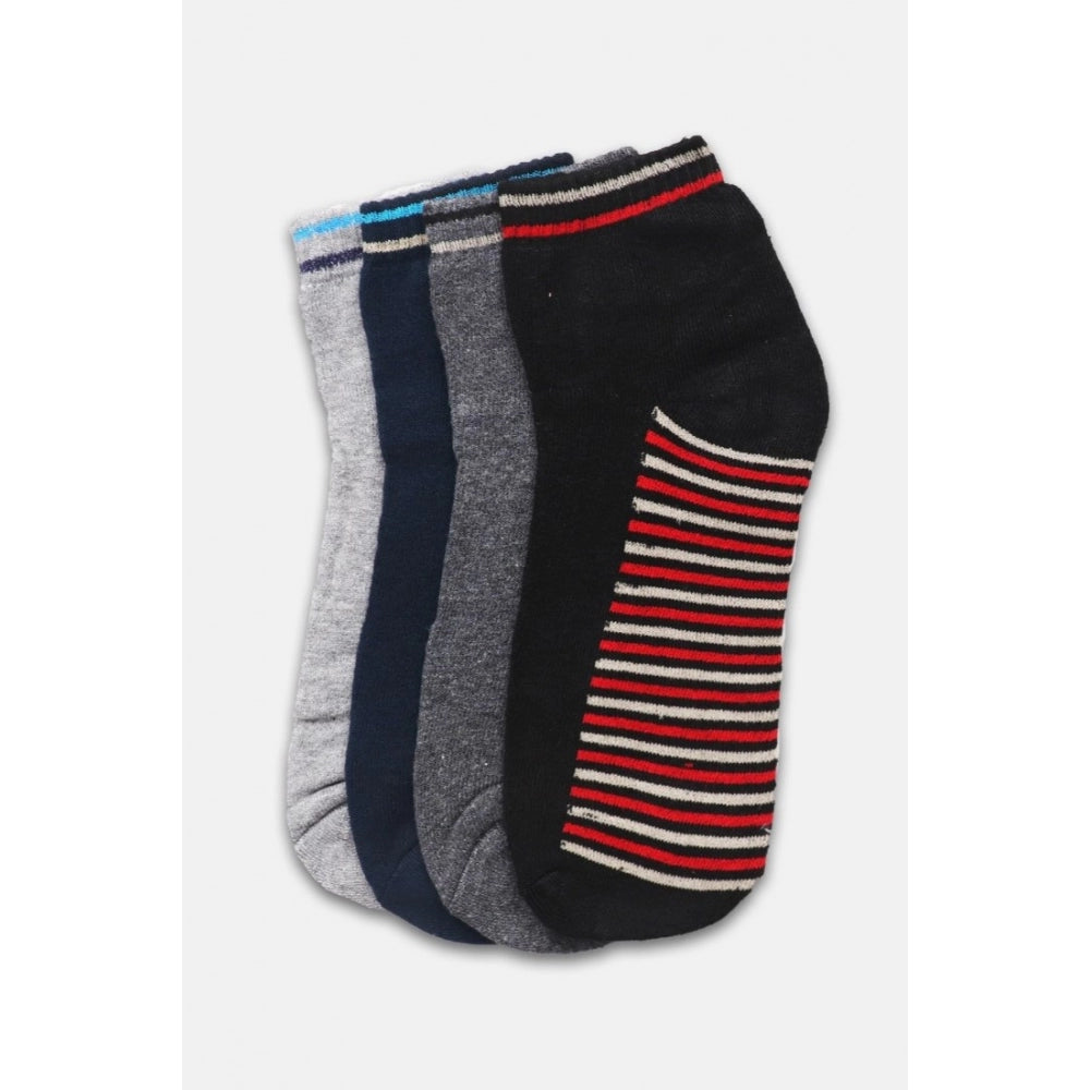 4 Pairs Men's Casual Cotton Blended Printed Mid-Calf length Socks (Assorted)