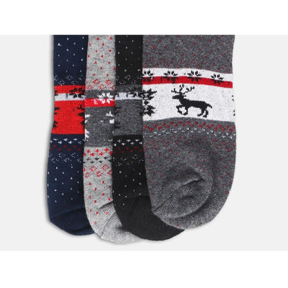 4 Pairs Men's Casual Cotton Blended Printed Mid-Calf length Socks (Assorted)