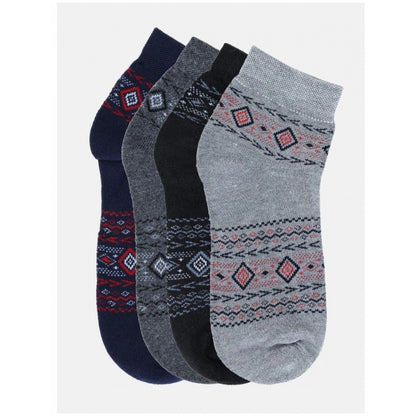 4 Pairs Men's Casual Cotton Blended Printed Mid-Calf length Socks (Assorted)