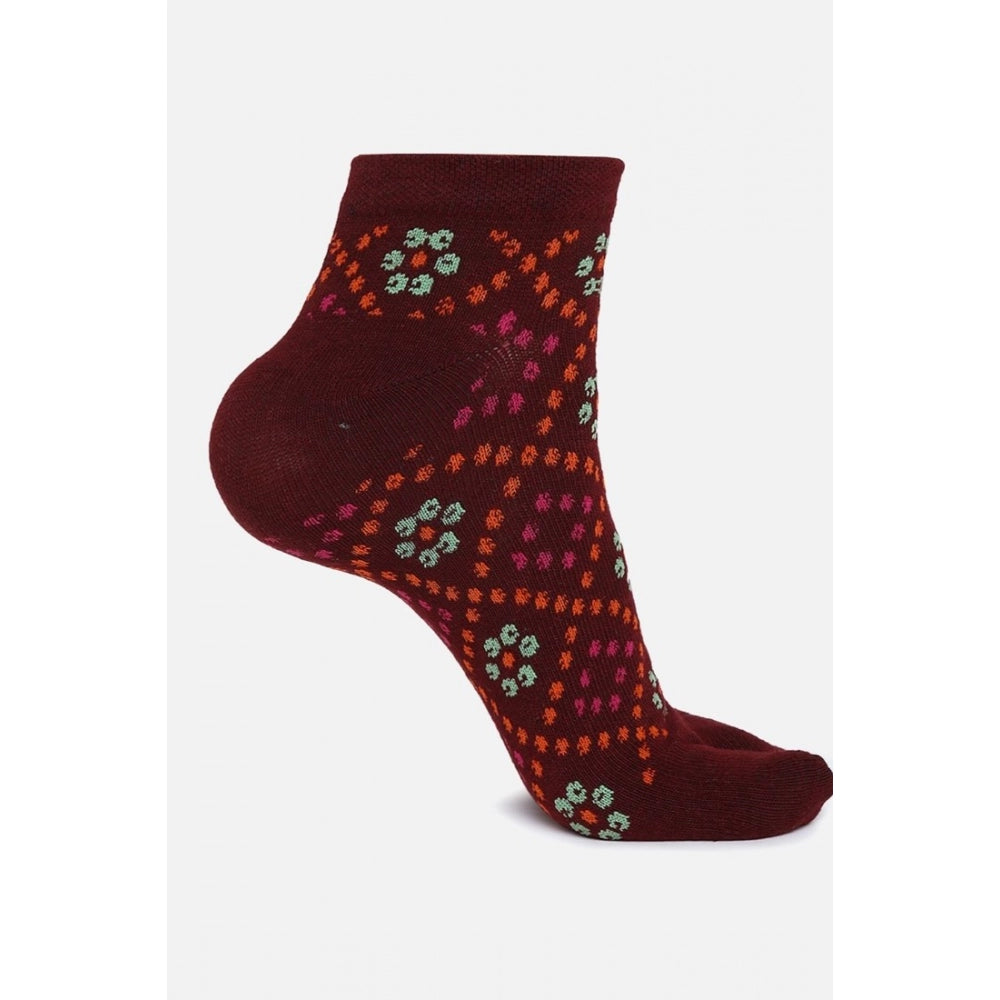 4 Pairs Women's Casual Cotton Blended Printed Ankle length Socks (Assorted)