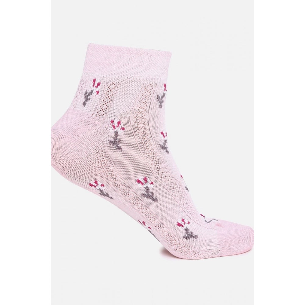 4 Pairs Women's Casual Cotton Blended Printed Ankle length Socks (Assorted)