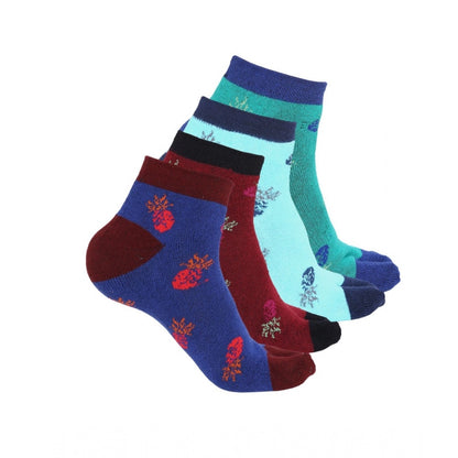 4 Pairs Women's Casual Cotton Blended Printed Ankle length Socks (Assorted)