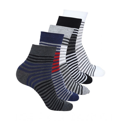 5 Pairs Men's Casual Cotton Blended Printed Mid-Calf length Socks (Assorted)