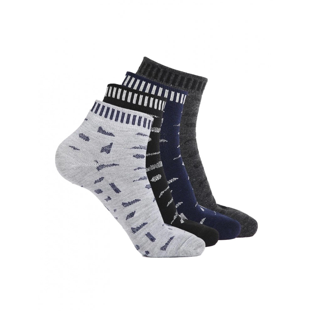 4 Pairs Men's Casual Cotton Blended Printed Ankle length Socks (Assorted)