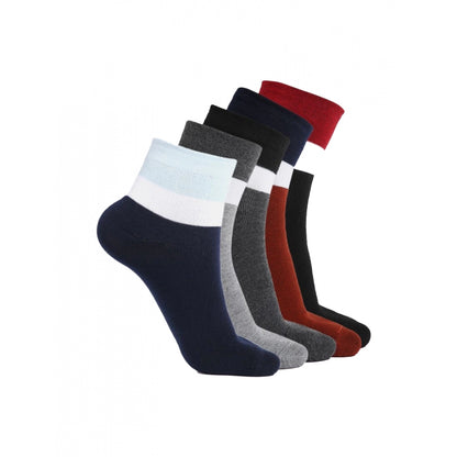 5 Pairs Men's Casual Cotton Blended Solid Ankle length Socks (Assorted)