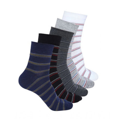 5 Pairs Men's Casual Cotton Blended Printed Mid-Calf length Socks (Assorted)