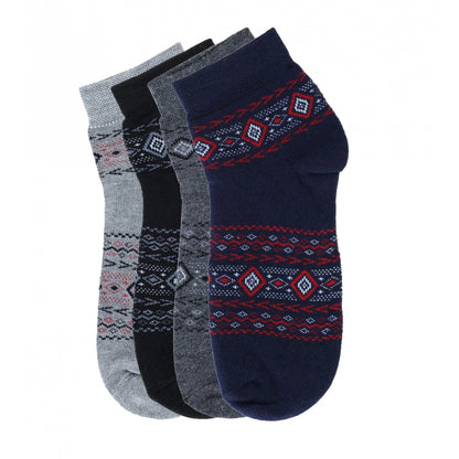 4 Pairs Men's Casual Cotton Blended Printed Mid-Calf length Socks (Assorted)