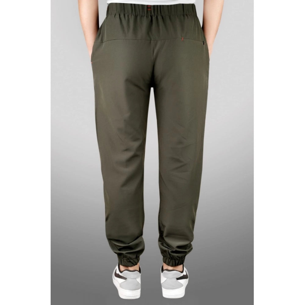 Men's Polyster Solid Track Pant-Lower (Dark Green)