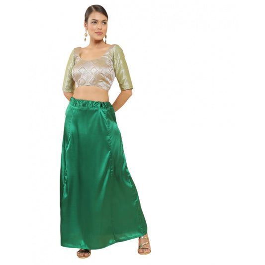 Women's Silk Solid Free Size Petticoat (Green)