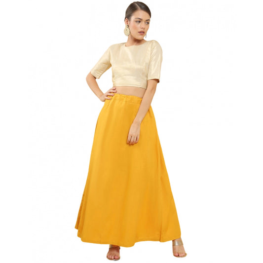 Women's Cotton Solid Free Size Petticoat (Yellow)