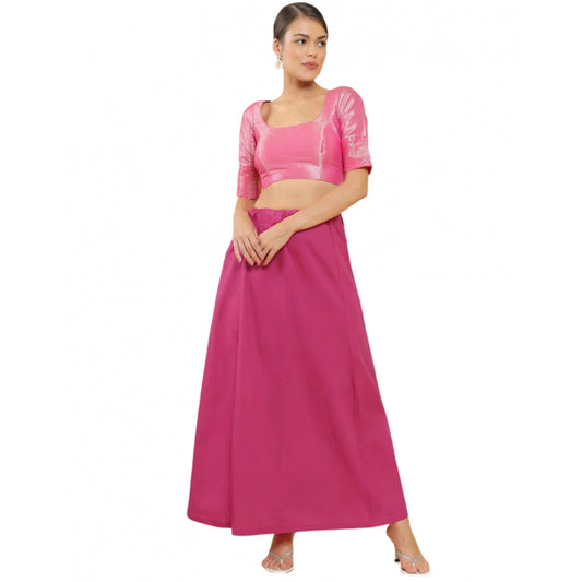 Women's Cotton Solid Free Size Petticoat (Pink)