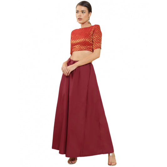 Women's Cotton Solid Free Size Petticoat (Maroon)