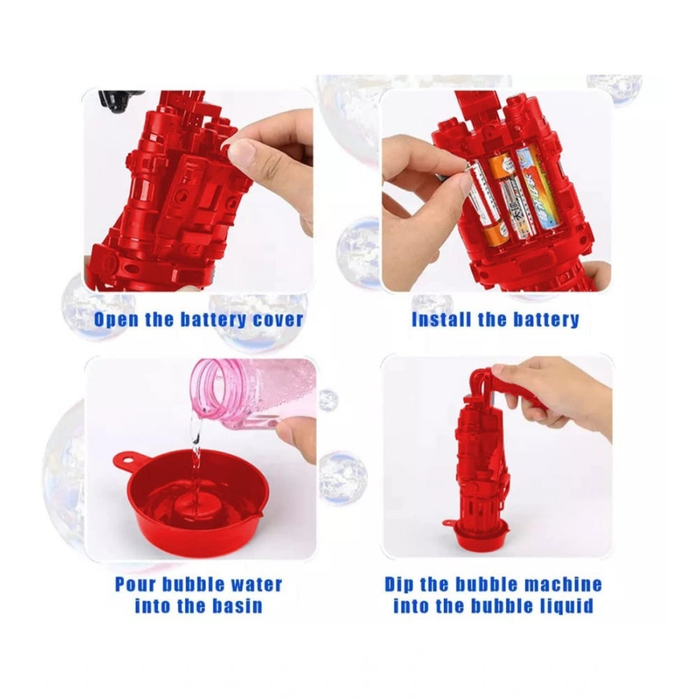 Pack Of_2 Electric Gatling Bubble Gun with 8 Hole For Kids (Assorted)