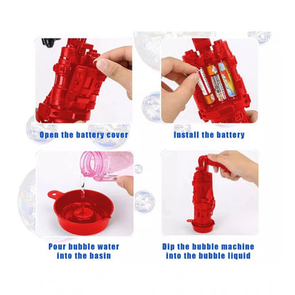 Pack Of_2 Electric Gatling Bubble Gun with 8 Hole For Kids (Assorted)