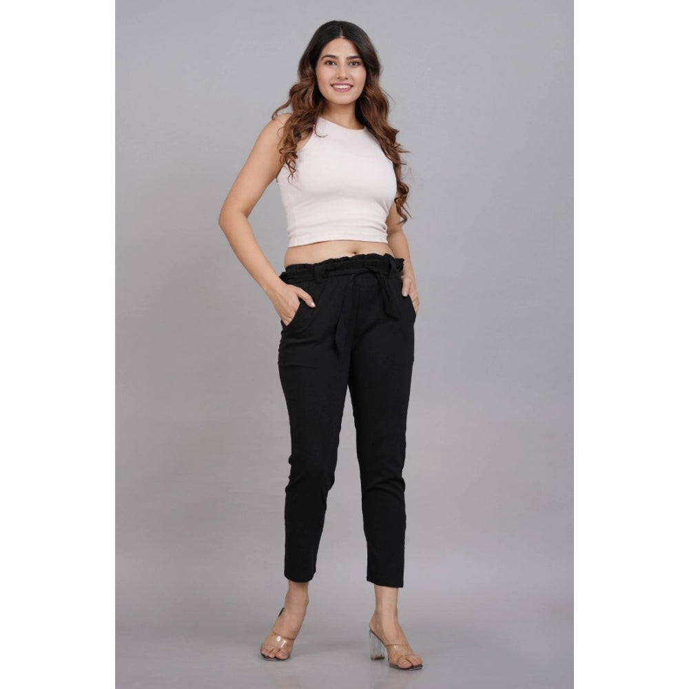 Generic Women's Casual Solid Lycra Trouser Pant (Black)