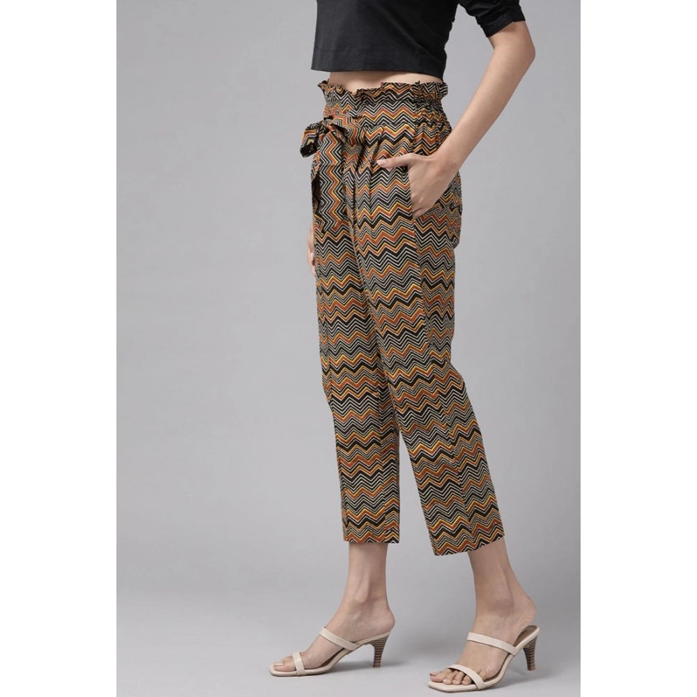 Women's Casual Printed Cotton Trouser Pant (MultiColor)