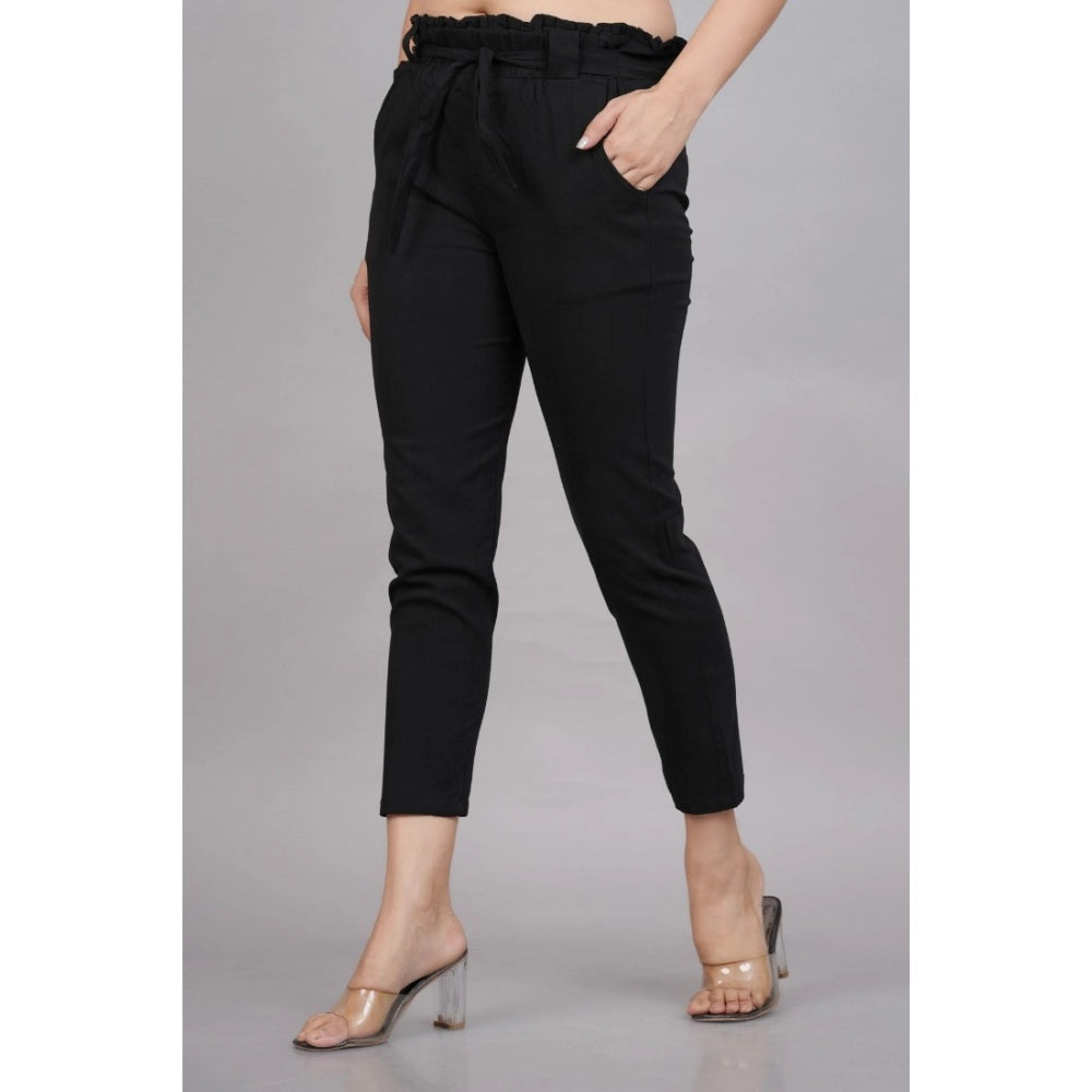 Generic Women's Casual Solid Lycra Trouser Pant (Black)