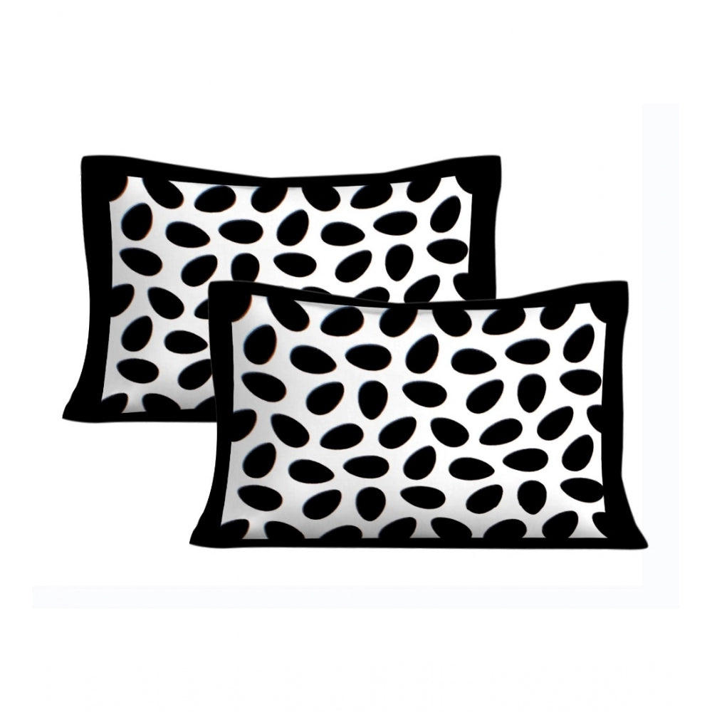 Cotton Printed Queen Size Bedsheet With 2 Pillow Covers (Black And White, 90x100 Inch)