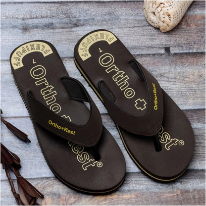 Unisex Rubber Comfortable Orthopedic Doctor Slipper and Flip Flops (Brown)