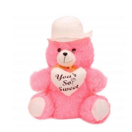 Heart Cap Teddy Bear (Pink)