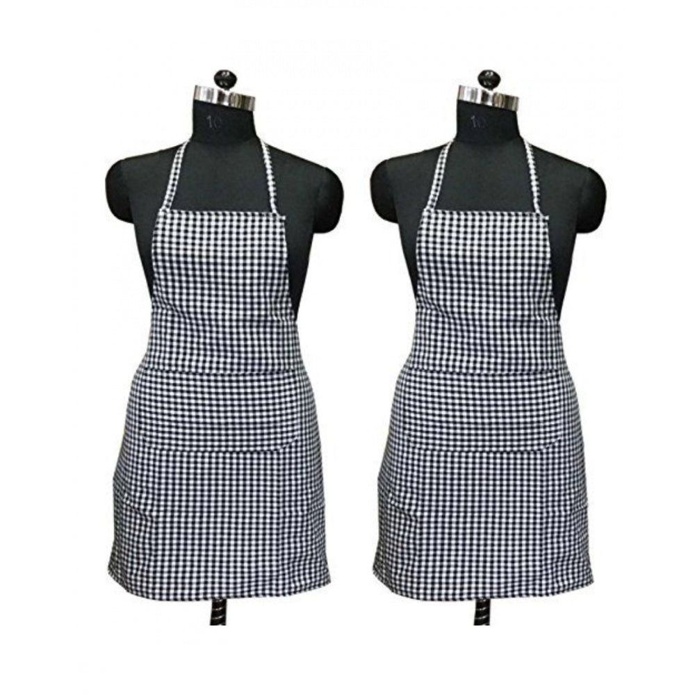 Generic Checked Cotton Apron Sets (Black)