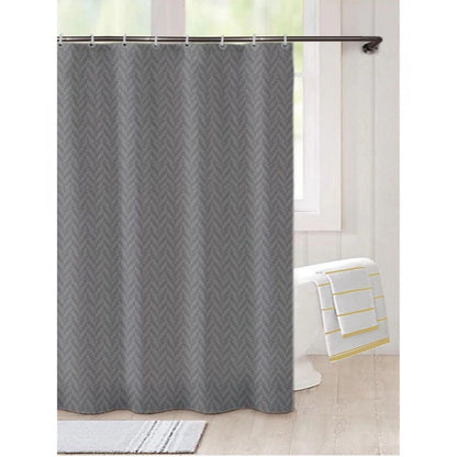 Waves Polyester Plain Shower Curtains with Plastic Eyelets (Dark Grey)