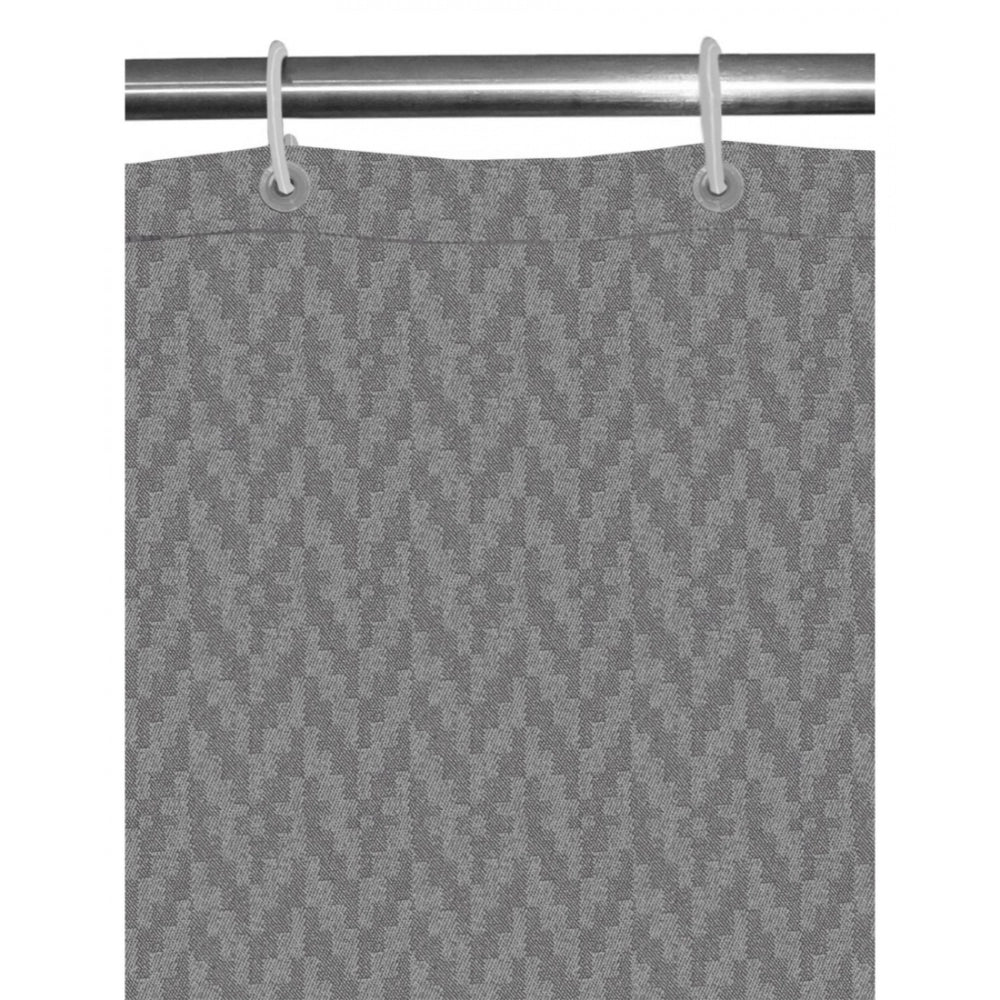 Waves Polyester Plain Shower Curtains with Plastic Eyelets (Dark Grey)