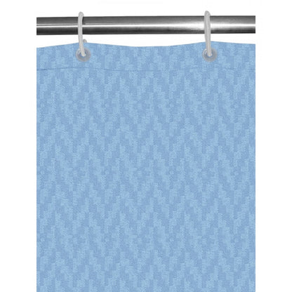 Waves Polyester Plain Shower Curtains with Plastic Eyelets (Light Blue)