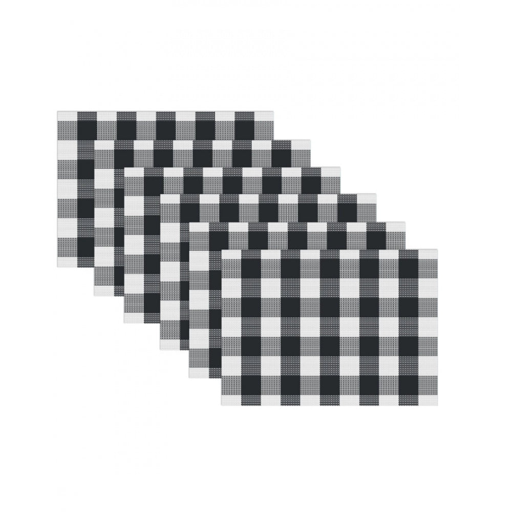 Checked Cotton Place Mats Sets (Black &amp; White)