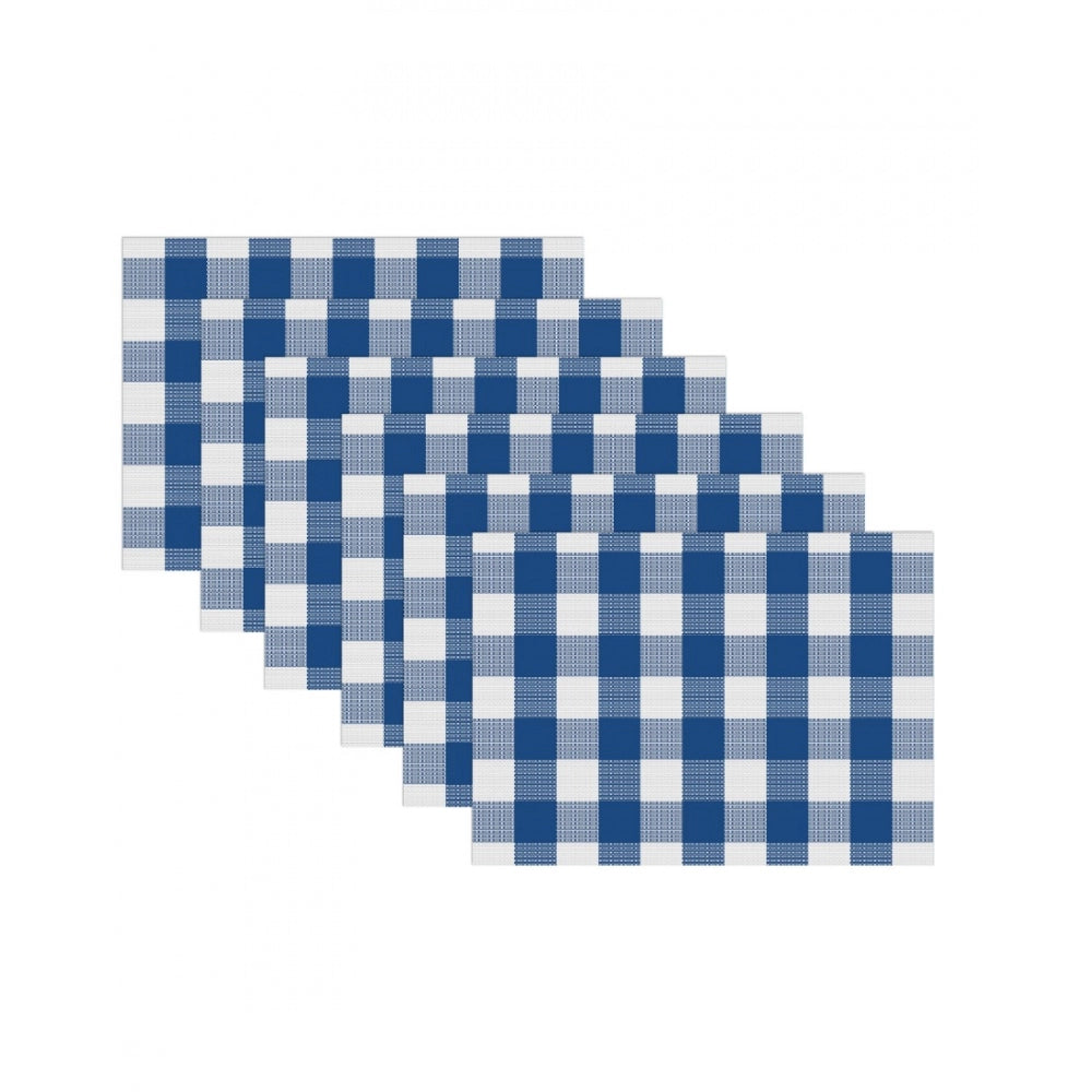 Checked Cotton Place Mats Sets (Royal Blue)