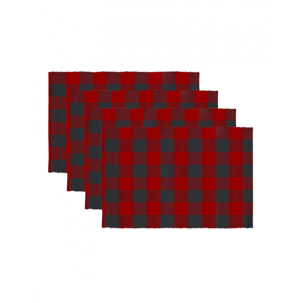 Checked Cotton Place Mats Sets (Red &amp; Black)